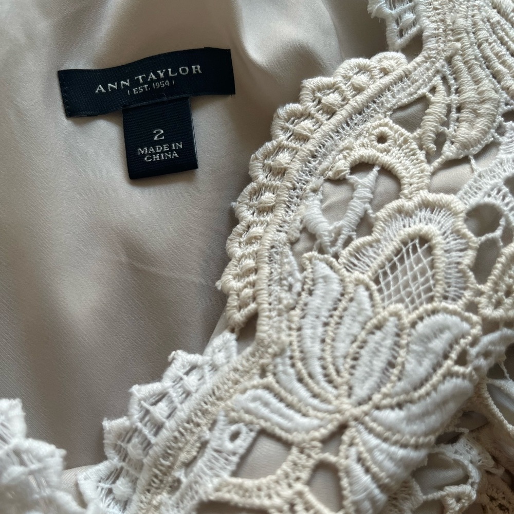 Ann Taylor Vintage Floral Lace Dress, size 2, Sand Castle - Picture 5 of 6